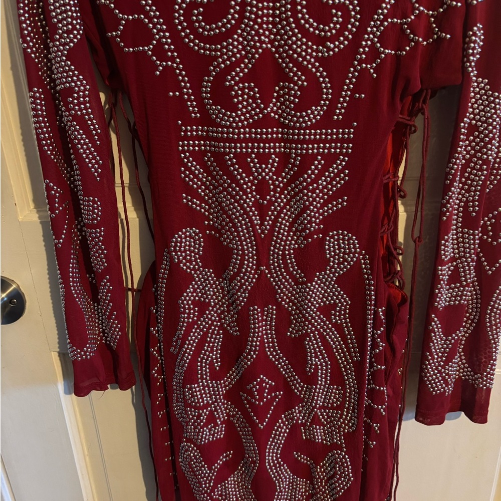 Elegant Red Studded Dress
